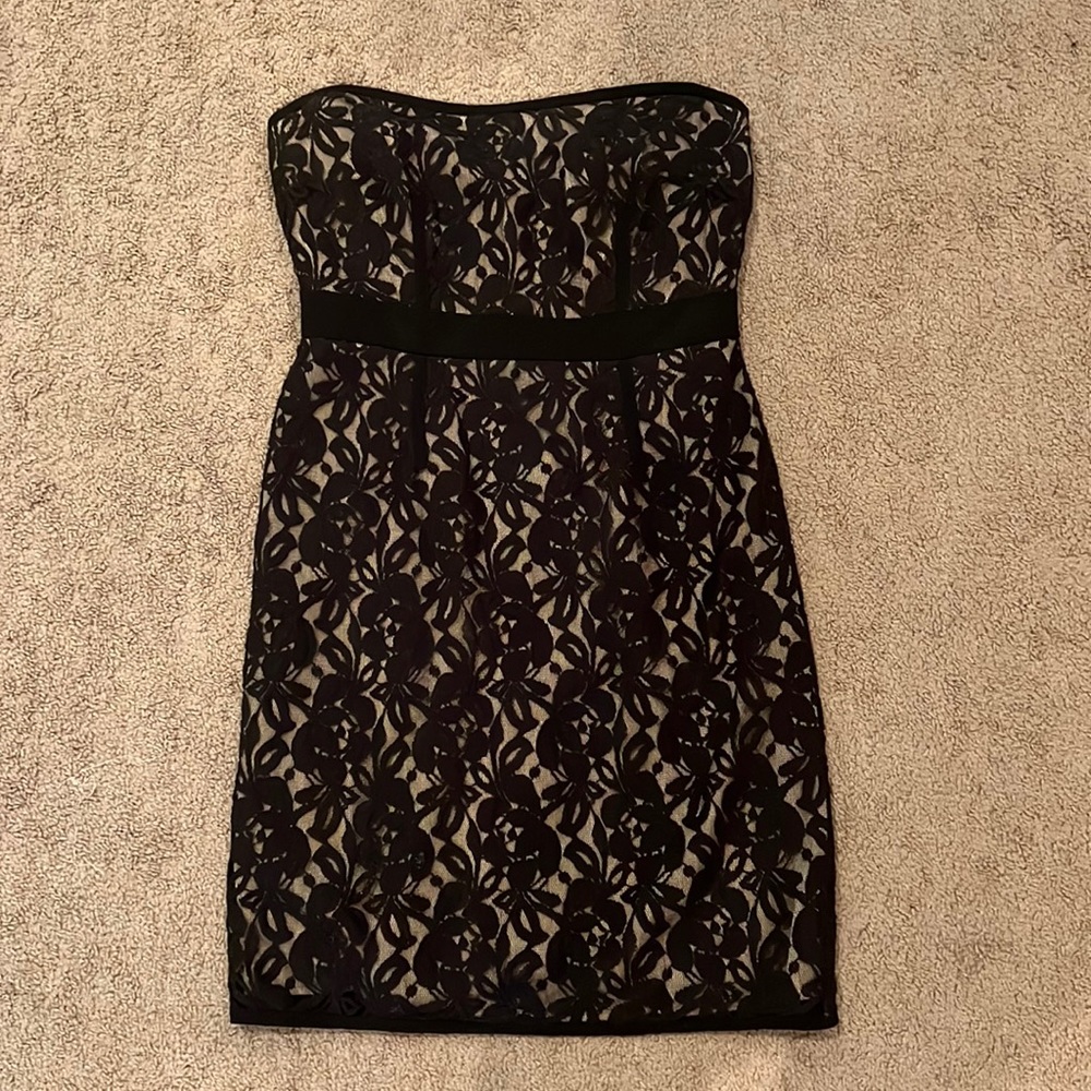 Ann Taylor Loft, strapless dress, size 4, color, black/gold